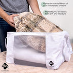 Cashmere Sweater Storage Bags | with Moth Protection Cedar | Breathable & Washable Cotton Bag | Suitable For Sweaters, Merino Wool, Scarves and more - size: Single
