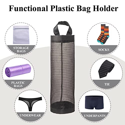 TOGETRUE Plastic Bag Holder, Grocery Bag Holder Mesh Hanging Storage Bag Dispenser (Black 2 Packs) - color: Black 2 Packs