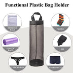 TOGETRUE Plastic Bag Holder, Grocery Bag Holder Mesh Hanging Storage Bag Dispenser (Black 2 Packs) - color: Black 2 Packs