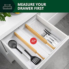 ROYAL CRAFT WOOD Adjustable Bamboo Drawer Dividers Organizers (17-22") - Multipurpose Storage Boxes 5 pcs