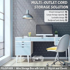 2PC Cable Management Box with Lock,Acrylic,Cable Organizer Box & Power Strip Cover, Wire Organizer for Surge Protector Power Strip,TV Computer,Cable Wires of Home,Office,Child and Pet Proof