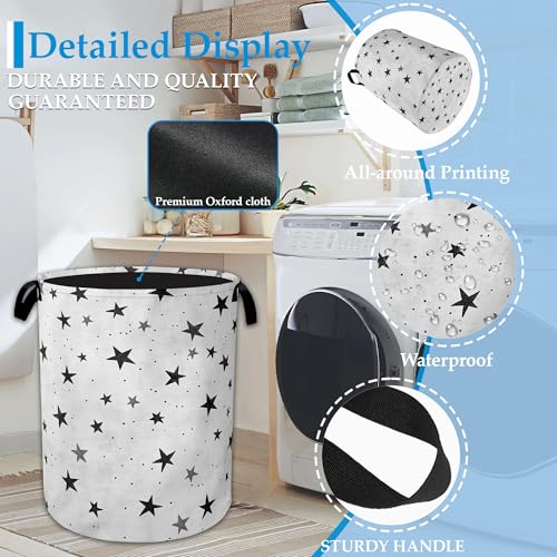 Star Laundry Basket Collapsible Laundry Hamper with Handle, Oxford Clothes Toy Storage Bin for Bathroom Bedroom Room Decor 16" X 20.8" - color: Star