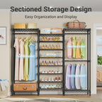 VIPEK S3 Heavy Duty Garment Rack Freestanding Clothes Rack Closet Storage Organizer Large Wardrobe with 6-Tier Shoe Rack, Hanging Rod, Adjustable Shelf, 68.9" L x 15.7" W x 76.4" H, Black - color: Black, style: S3