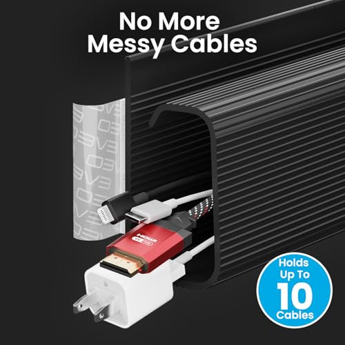 EVEO Cable Management Under Desk Kit (12 Units) - Under Desk Cable Management Cord Hider, Cable Hider Cord Management, Cable Organizer, Cord Organizer Tray - 192'' J Channel (12X16) - Black - color: Black, size: 12 units