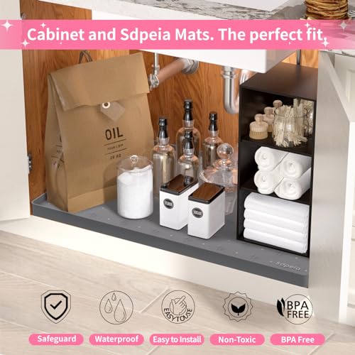 Sdpeia Under Sink Mat 31"×22" Waterproof Silicone Cabinet Liner & Sink Protector for Kitchen & Bathroom, Multi-Purpose Organizers Tray for Pets, Laundry, Cat Litter Mat,Gray - color: Gray, size: 22"W x 31"L