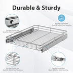 ZOINLIY Pull Out Cabinet Organizer, Versatile Slide Out Kitchen Organizers and Storage,Heavy Duty Drawer Cupboard Storage Basket, Smooth Sliding, Chrome Finish,17.8" W x 21" D - size: 17.8”W x 21”D (Outside Dimensions)
