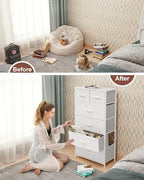 Crestlive Products Tall Dresser for Bedroom Vertical Skinny Dresser - Sturdy Steel Frame, Wood Top, Easy Pull Fabric Bins- Organizer Unit for Bedroom, Entryway, Closets - 6 Drawers (White) - color: White, style: 6 Drawers