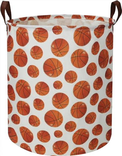 19.7" Basketball Laundry Basket,Dirty Clothes Laundry Hamper,Waterproof Foldable Toys Storage Bin,Room Decor, Gift Baskets, Baby Nursery Hamper(Bright basketball) - color: Bright basketball