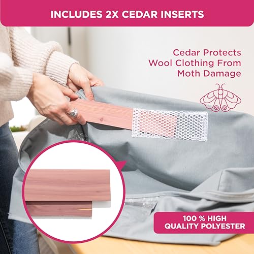 Cedar Clothes Storage Bag Organizer – Protects from Moths, Moisture, Dirt & Dust – Set of 2 Underbed Storage Bags for Clothes, Cashmere Sweaters, Bedding & More - Underbed Storage - Grey - color: Grey