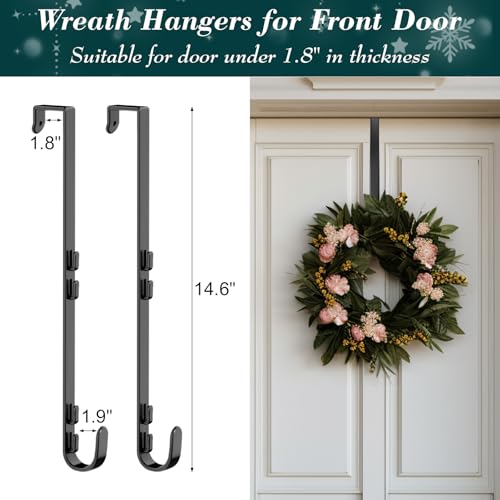 Over The Door Hooks Organizer, Over The Door Towel Rack with Mesh Basket, 10 Coat Hooks and 2 Wreath Hangers, Bathroom Door Organizer Back of Door Hanger for Bedroom, Kitchen(Black) - color: Black, size: 1 Basket