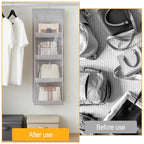 3 Packs Hanging Handbag Organizer for Closet, Purse Organizer For Closet, Purse Storage Holder with 8 Clear Pockets, Space Saving Purses Hanger for Wardrobe Door Wall, Gray
