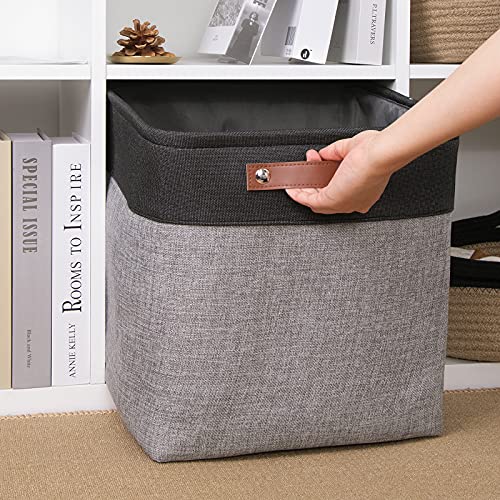 DULLEMELO Cube Basket for Storage, Collapsible Fabric Cube for Organizing, Storage Cube for Closet, Laundry, Nursery, Shelves, Decorative Basket for Gifts Empty (Black&Gray) - color: Black&Gray, size: Cube-13"x13"x13"