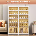 SYNCVIBE Shoe Rack Organizer for Closet Entryway Foldable Sneaker Storage Shoe, Collapsible Shoe Cabinet, Stackable Shoe Storage Cabinet with Lids for Living Room (6 Tiers 24 Pairs) - size: 6 Tiers -24 Pairs