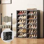 Vipbox Black Shoe Rack Organizer Cabinet for Closet Entryway,Clear Shoe Storage Boxes Stackable Sneaker Storage with Door Easy Assembly Shoe Cabinet with Lids Large 6 Tiers 24 Pairs - size: 6 Tiers 24 Pairs