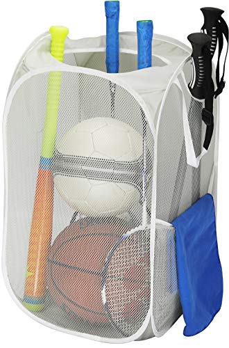 Simple Houseware Mesh Pop-Up Laundry Hamper Basket With Side Pocket, Gray - 2 Pack - color: Gray, size: 2 Pack