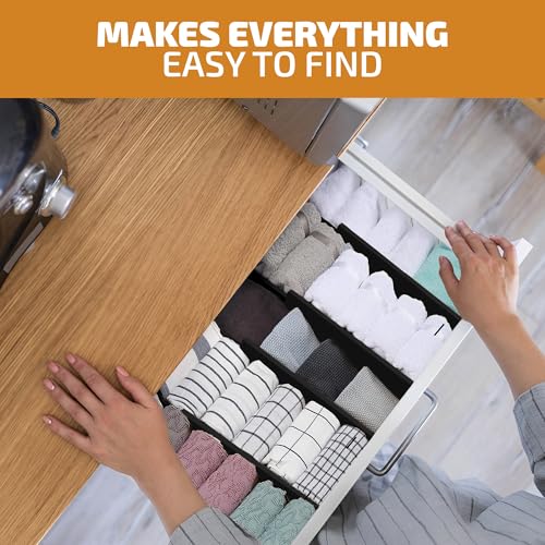 6-Pack Drawer Dividers 6 Inch High, 11”-17" Adjustable Bamboo Organizers Large Expandable Drawer Separators for Cloths, Dresser, Bedroom, Bathroom, Baby Drawer, Office & Kitchen Utensils (Black) - color: Black, size: 6-Inch High