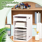Juexica 15 Tier 8.5" x 11" Scrapbook Paper Organizer, White Cardstock File Organizer with Adjustable Shelves, Stackable Paper Trays, Desktop Storage Rack Document Holder for Desk Home Office - style: 15 Tier
