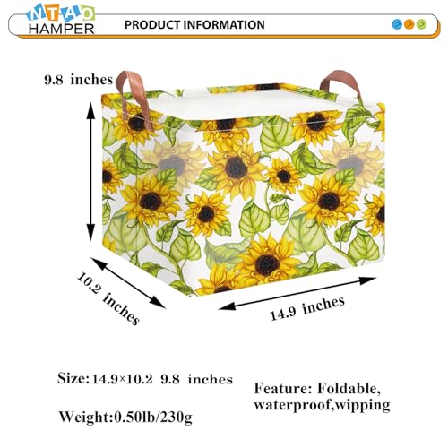 NTAOHAMPER Rectangular Storage Basket Empty,Storage Bin with Handles,Room Decor,Gift Basket,Book Box(Sunflower) - color: Sunflower