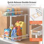 Under Sink Organizer, 2 Pack Under Sink Organizers and Storage, 2-Tier Pull Out Under Cabinet Organizer Storage Shelf, Metal Frame, Height Adjustable Rack for Bathroom Kitchen Pantry - style: White, 2-Pack