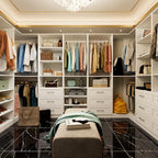 Vomavex Closet System with 4 sets, 101.9" Closet Organizer Systems with 6 Drawers & 8 Hanging Rods & Adjustable Shelves, Walk in Closet Standing Closet System, Corner Closet System Set, White