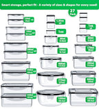54 Pcs Food Storage Containers with Lids Airtight, (27 Containers &27 Lids) Reusable BPA-Free Plastic Food Containers for Kitchen Organization, Leak Proof Freezer/Microwave Safe Meal Prep Lunch Boxes - color: 54 Pcs