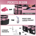 SCAVATA Wearable Cleaning Caddy Bag, Cleaning Caddy Supplies Organizer with Handle & Shoulder Straps for Housekeepers, Under Sink & Car Cleaning Tool Organizers with 4 Foldable Divider (SweetPink) - color: SweetPink