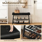 YATINEY Shoe Bench, 3-Tier Shoe Rack, Entryway Bench with Storage and Cushion, for Hallway, Foyer, Bedroom, Black HX02BB - color: Black