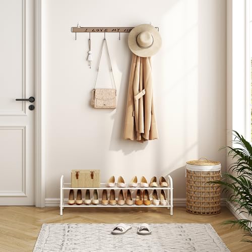 Hoctieon 2 Tier Shoe Rack for Closet, Durable Mesh Style Shoe Rack, Entryway Shoe Shelf, Shoe Storage Organizer for Hallway, Bedroom, Living Room, Wardrobe, White - color: White, size: 2 Tier