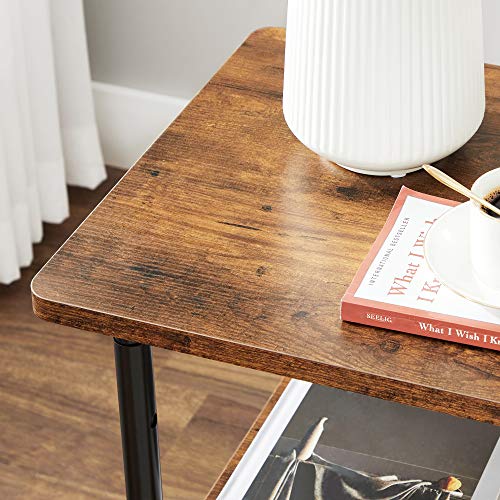 VASAGLE Printer Stand with Locking Wheels, Industrial Mobile Cart, Under Desk Printer Table for Home Office, 19.1 x 15.9 x 30.1 Inches, Storage Shelf, 3-Tier, Rustic Brown and Ink Black - color: Rustic Brown + Ink Black, size: 3 Tiers/Compact
