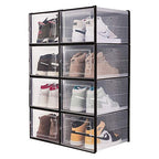 OnDisplay Clik Stackable Interlocking Shoe Box System (Large Clear/Black, Set of 8) - color: Large Clear/Black, size: Set of 8