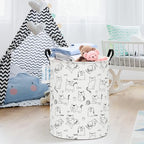LANGYASHAN Laundry Basket Canvas Fabric Collapsible Organizer Basket for Storage Bin Toy Bins Gift Baskets Bedroom Clothes Children Nursery Hamper (Cat) - color: Round Cat