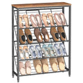 HOOBRO Shoe Rack, 5-Tier Narrow Slanted Shoe Storage Shelf, Slim Shoe Organizer for Front Door Entrance, Garage, Entryway, Holds up to 12-16 Pairs of Shoes, Rustic Brown and Black BF20XJ01