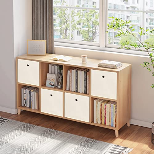 Fabric Cubes Storage Containers ,11 Inch Cloth Storage Cube Foldable Storage Bins Cubes Organizer Baskets with Handles for Shelf,Closet,Nursery,Set of 1,(Creamy-White) - color: Creamy-White, size: 1 pack