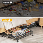 Under Bed Shoe Storage Organizer, 2 Pack Under Bed Storage Containers with Wheels for Under Bed Shoe Organizer Drawer Space Saving for bedroom - size: 2pcs