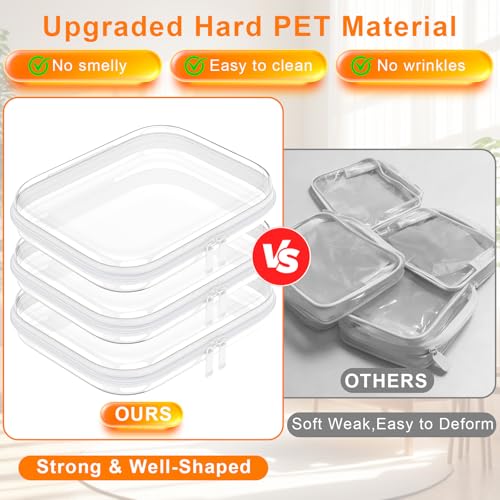 3PCS Clear Hard Shell Zipper Case,Toy Organizers and Storage Box,Clear Toiletry Cosmetic Case,Travel Makeup Bags,Diaper Bag Organizer,Pencil Case,Medium Stackable Portable Zipper Pouches 9.85*7.9*2 IN - size: M