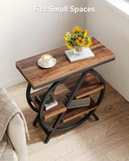 End Table, Narrow Side Table with 4-Tier Large Storage Space, Modern Bedside Table for Living Room, Home Office, Bedroom, Brown - color: Brown