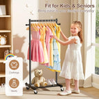 MISSLO Small Clothing Racks for Hanging Clothes 45" Short Clothes Rack with Shelves Metal Rolling Garment Rack with Wheels for Small Space, Closet, Wardrobe, Adults & Kids, Black - color: Black
