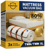 Memory Foam Mattress Vacuum Bag, Heavy-Duty Mattress Storage Bag for Moving and Transport, Mattress Compression Bag with Straps & Dual-Zip Seal (Orange Straps, Twin/Twin XL) - size: Twin/Twin XL