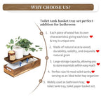 Hanobe Bathroom Toilet Tank Basket: Wood Acacia 2pcs Toilet Paper Topper with Vanity Tray Back of Organizer Toiletry Storage Holder Box