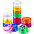 Sieral 2 Set 7 Days Stackable Pill Organizers 7 Compartments Round Pill Boxes Tower Weekly Vitamin Individual Storage Containers Travel Cases with Lids for Medications, Vitamins and Supplements