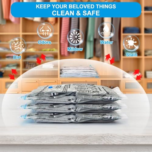 BoxLegend Vacuum Storage Bags with Large Size Hand Pump 8 Jumbo 31.5’’x39.37’' Thickened Vacuum Seal Bags for Clothing Space Saving Vacuum Pack Storage Bags for Pillow Comforters Bedding - size: 8 Jumbo