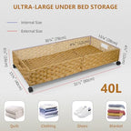 Under Bed Storage Containers with Wheels, 31.5” Large Handwoven Rattan Rolling UnderBed Storage Bins, Tool-free Assembly Natural Under The Bed Organizer Drawers for Bedroom, Sheets Clothes Blankets - style: 2 Pack(A-Natural)