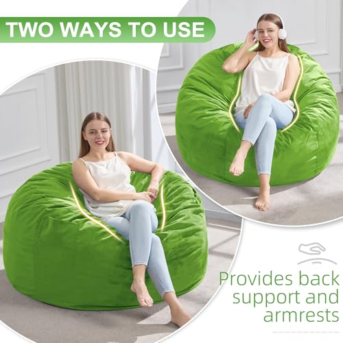 Hobestluk 3FT Bean Bag Chair Giant Bean Bag Chairs for Adults Large Bean Chairs with Removable Cover, Beanbag Chair with Filler, Adult Bean Bag Chairs for Living Room, Bedroom - color: Lime, size: 3FT - 36" x 36" x 22"