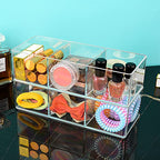 JessLab Acrylic Makeup Organizer, 3 Pack Stackable Cube Sections for Drawer, Vanity, Countertop, Bathroom, Kitchen and Cabinet Storage, 3 Compartment
