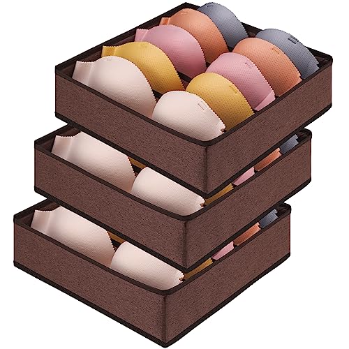 Bra Storage Drawers Organizer for Clothing Underwear Drawer Organizer Dividers Foldable Storage Cube Bins for Bra,Socks, Underwear,3 Pack （Coffee） - color: Coffee, size: 3 Pack