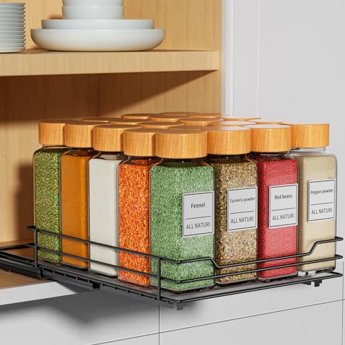 RCHYFEED Pull Out Spice Rack Organizer for Cabinet,Slide out Spice Organizer for Inside Cabinets,Heavy Duty Spice Organization for Kitchen and Pantry,Seasoning,Sauces(1-Tier,8.5" Wx10.5 Dx2.5 H) - size: 1 Tier-8.5''Wx10.5''Dx2.5''H