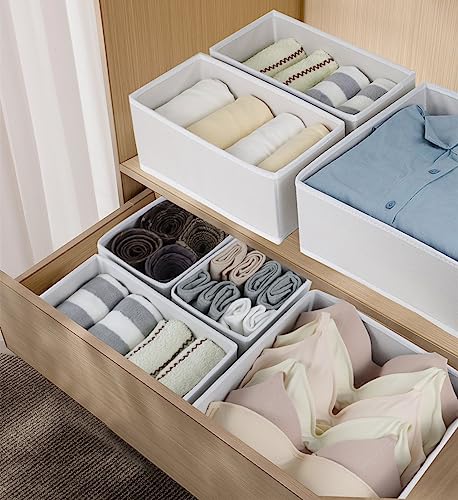 Fordonral 12 Pack Drawer Organizer Clothes, Foldable Fabric Dresser Organizer Closet Organizers and Storage Box for Underwear,Folded Clothes,Baby Clothing,Socks,Bra,Towels,Ties(12 Pack,White) - color: White, size: 12 Pack