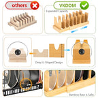 Pots and Pans Organizer for under Cabinet - Expandable Bamboo Pot Lid Organizer, Bakeware and Cutting Board Organizers, Drawer Pot Lid Holder Rack for Kitchen Organizers and Storage