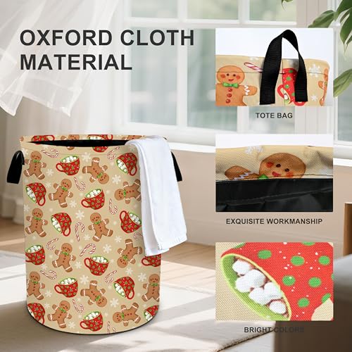 Christmas Candy Laundry Basket Storage Bin Foldable Laundry Hamper Clothes Storage Bucket Organizer 19.6x15.7 Inch For Laundry Room/Bedroom/Bathroom - color: Christmas Candy