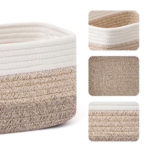MiniArk Small Storage Baskets for Organizing | Closet Organizer Bins | Shelf Toy Basket | Woven Rope Baskets | Cube Decorative Box | Shallow Basket | 13x8.5x5.1” | 3 Packs Gradient Brown - color: Gradient Brown, size: 3pcs-L13xW8.5xH5.1"